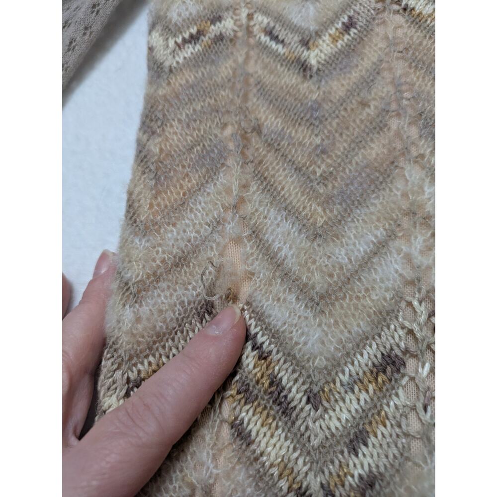 FREE PEOPLE Beige Soft Sweater Dress Short Knit Long Bell Sleeves Academia Sheer - Picture 16 of 16